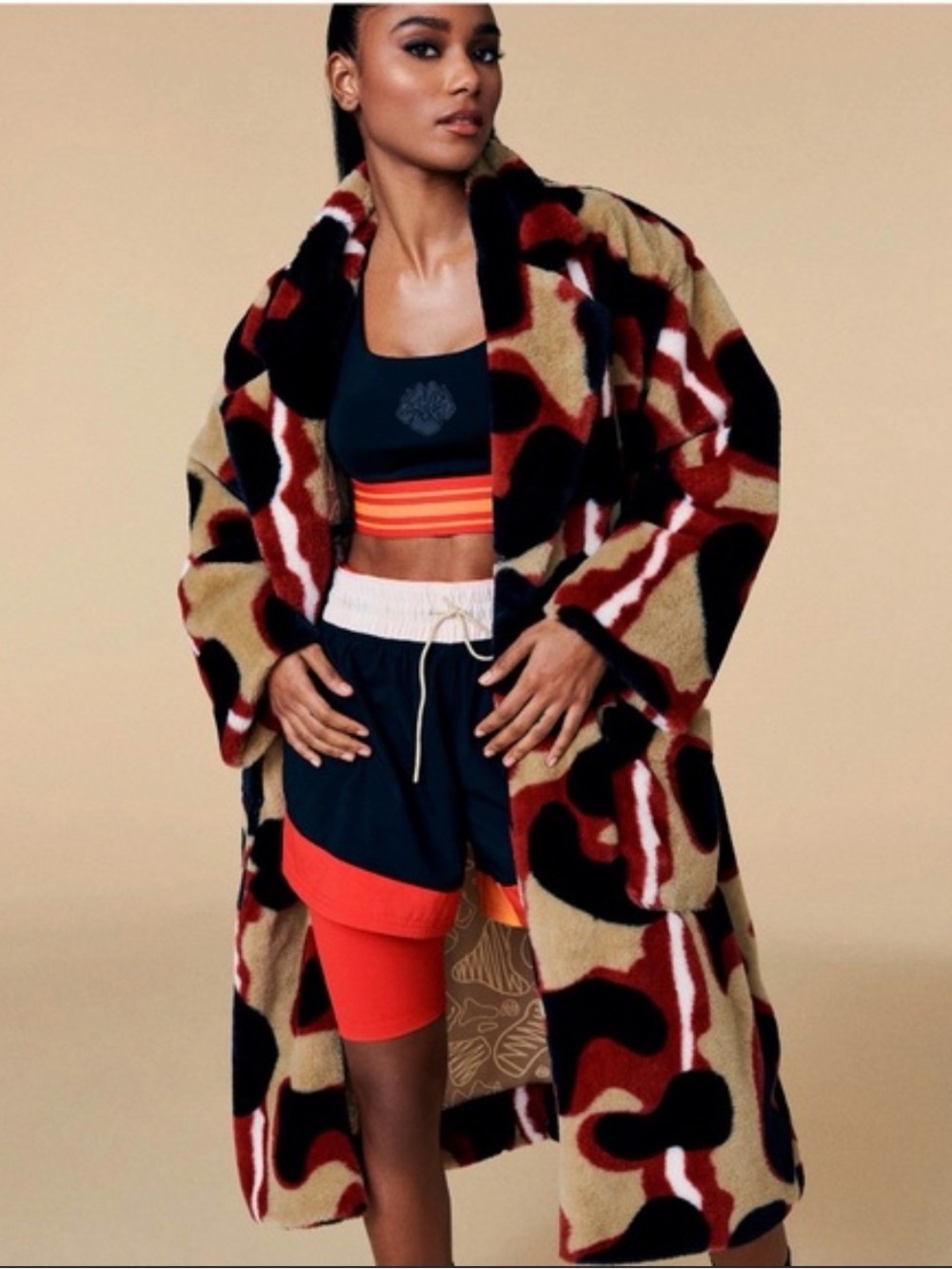 NWOT Puma High Court Madison faux fur coat in multicolor pebble print $225